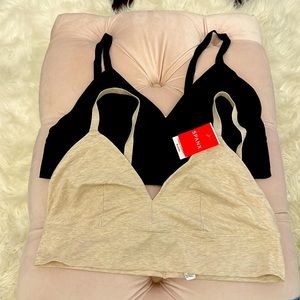 SPANX bralettes (2) black & tan